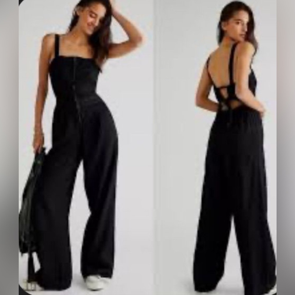 Free People Call On Me Black Jumpsuit, Size Small - Picture 3 of 9